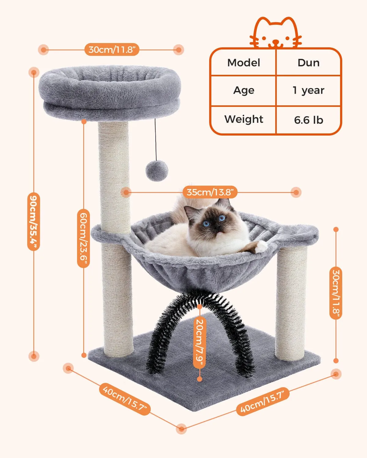 35.4" Cat Scratching Post / Tree / Pole - Gray
