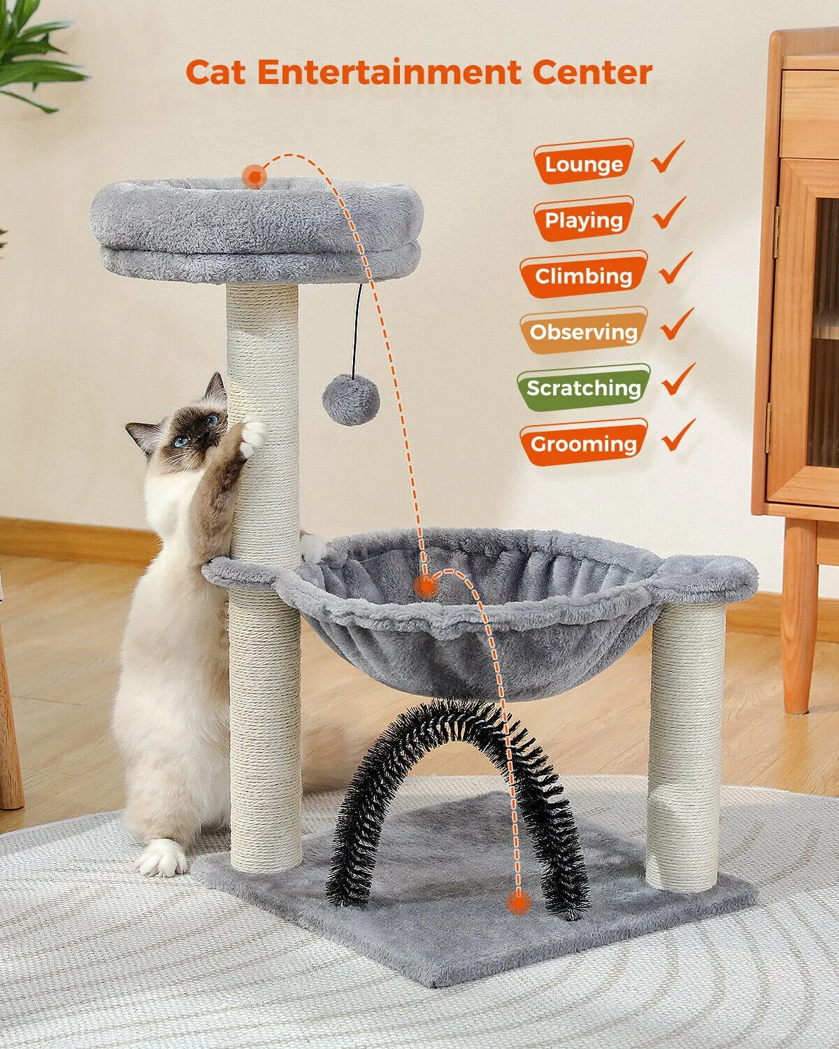 35.4" Cat Scratching Post / Tree / Pole - Gray