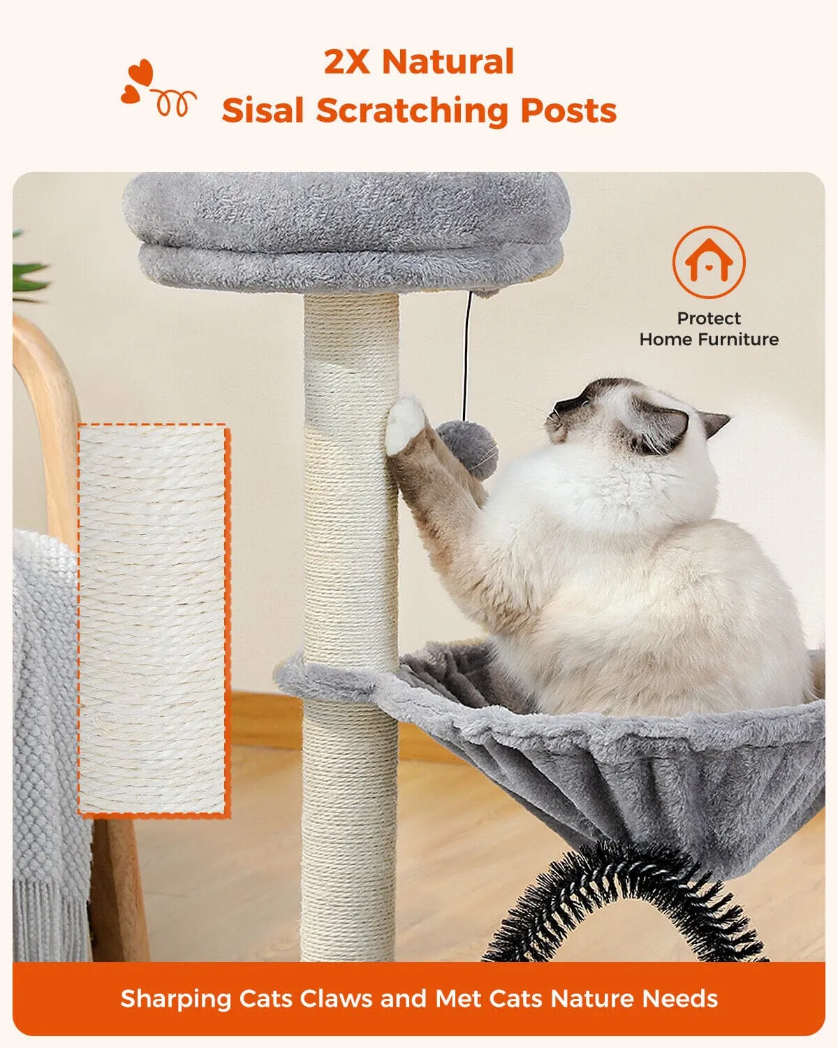 35.4" Cat Scratching Post / Tree / Pole - Gray