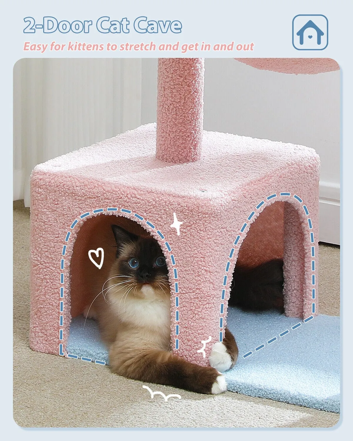 36.6" Flower Top Cat Scratching Tree Pink/ Blue