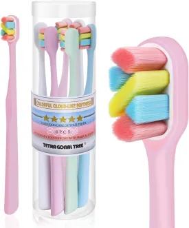 6 Count Extra Soft Toothbrushes | Periodontist-Designed Tapered Bristles for Sensitive Teeth and Receding Gums | Plaque Remover Toothbrushes in Bucket Packaging - Colors May Vary