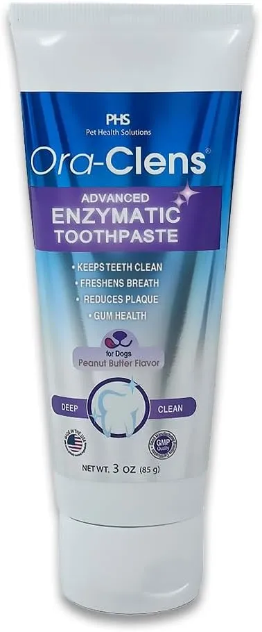 Advanced Enzymatic Toothpaste  Safe and Natural Dog Oral Care Toothpaste  Freshens Breath, Fights Plaque and Reduces Tartar  Tasty Peanut Butter Flavor  3 Oz
