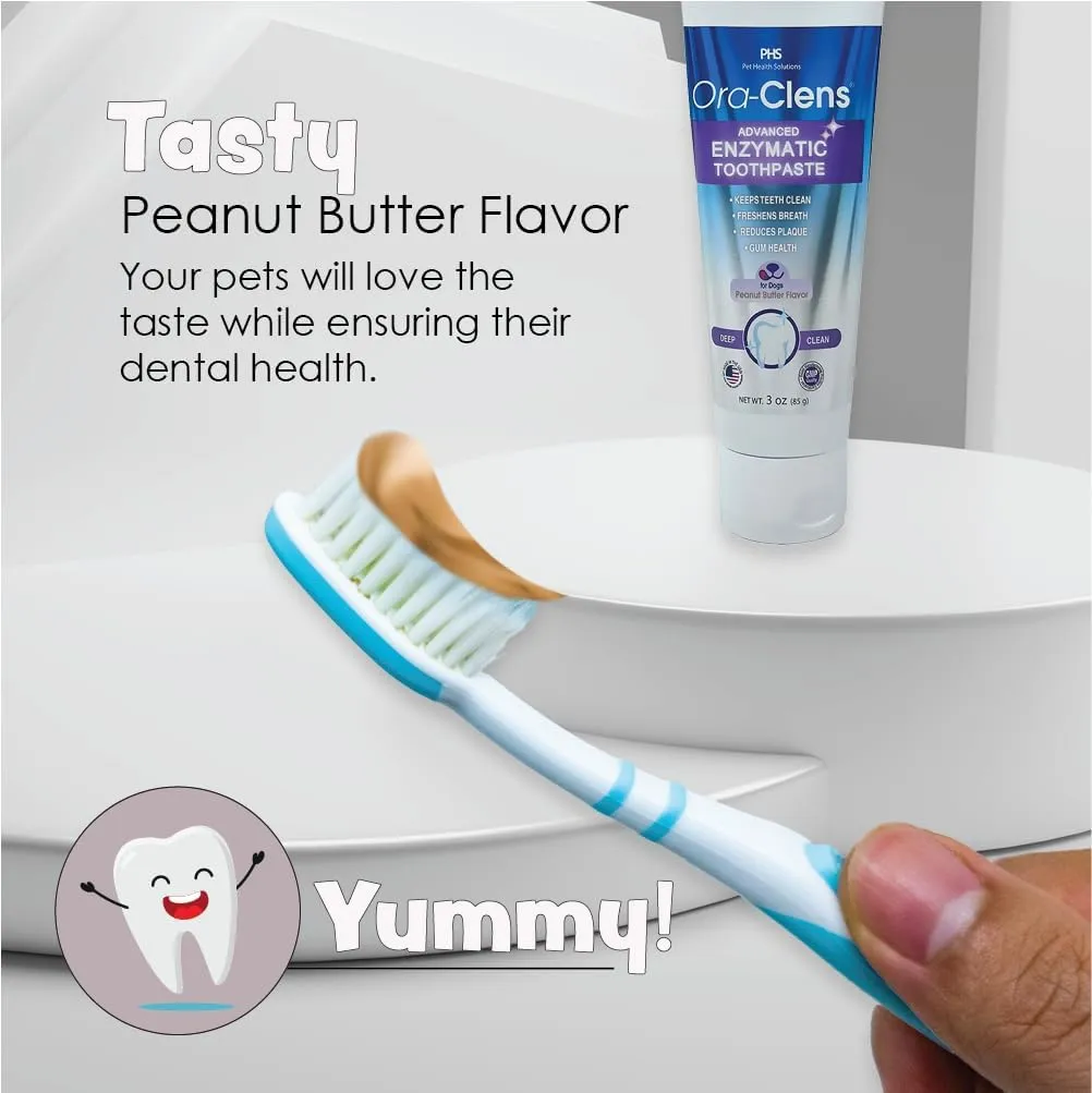 Advanced Enzymatic Toothpaste  Safe and Natural Dog Oral Care Toothpaste  Freshens Breath, Fights Plaque and Reduces Tartar  Tasty Peanut Butter Flavor  3 Oz