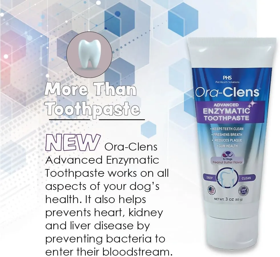 Advanced Enzymatic Toothpaste  Safe and Natural Dog Oral Care Toothpaste  Freshens Breath, Fights Plaque and Reduces Tartar  Tasty Peanut Butter Flavor  3 Oz