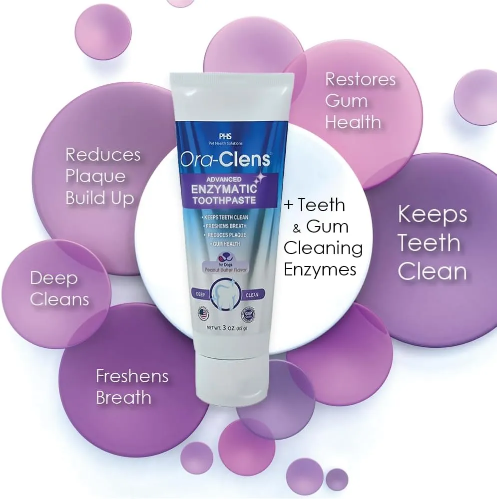 Advanced Enzymatic Toothpaste  Safe and Natural Dog Oral Care Toothpaste  Freshens Breath, Fights Plaque and Reduces Tartar  Tasty Peanut Butter Flavor  3 Oz