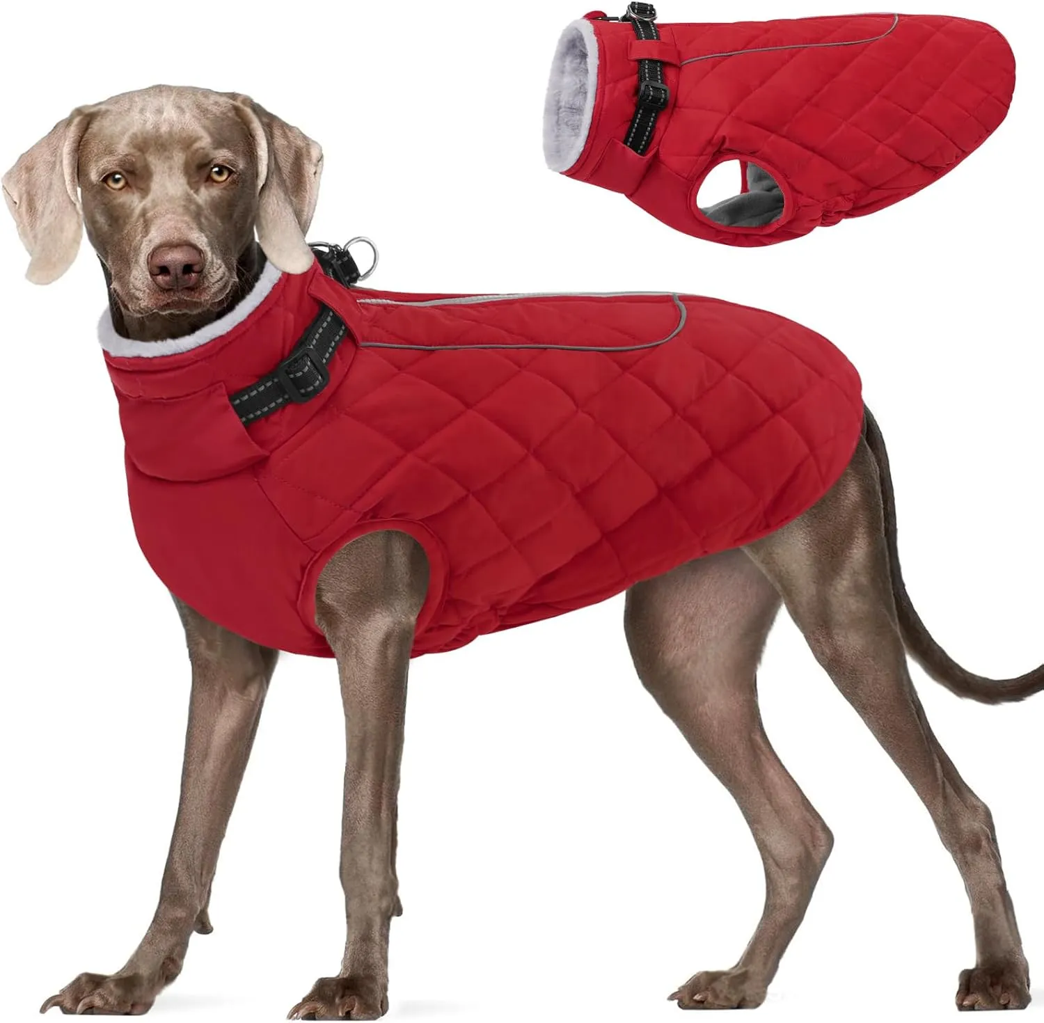 AOFITEE Large Dog Winter Jacket, Waterproof Dog Coat with Back Zipper, Reflective Puffer Coat Pet Snowsuit, Warm Winter Snowsuit for Large Dogs, Snow Jacket for French Bulldog
