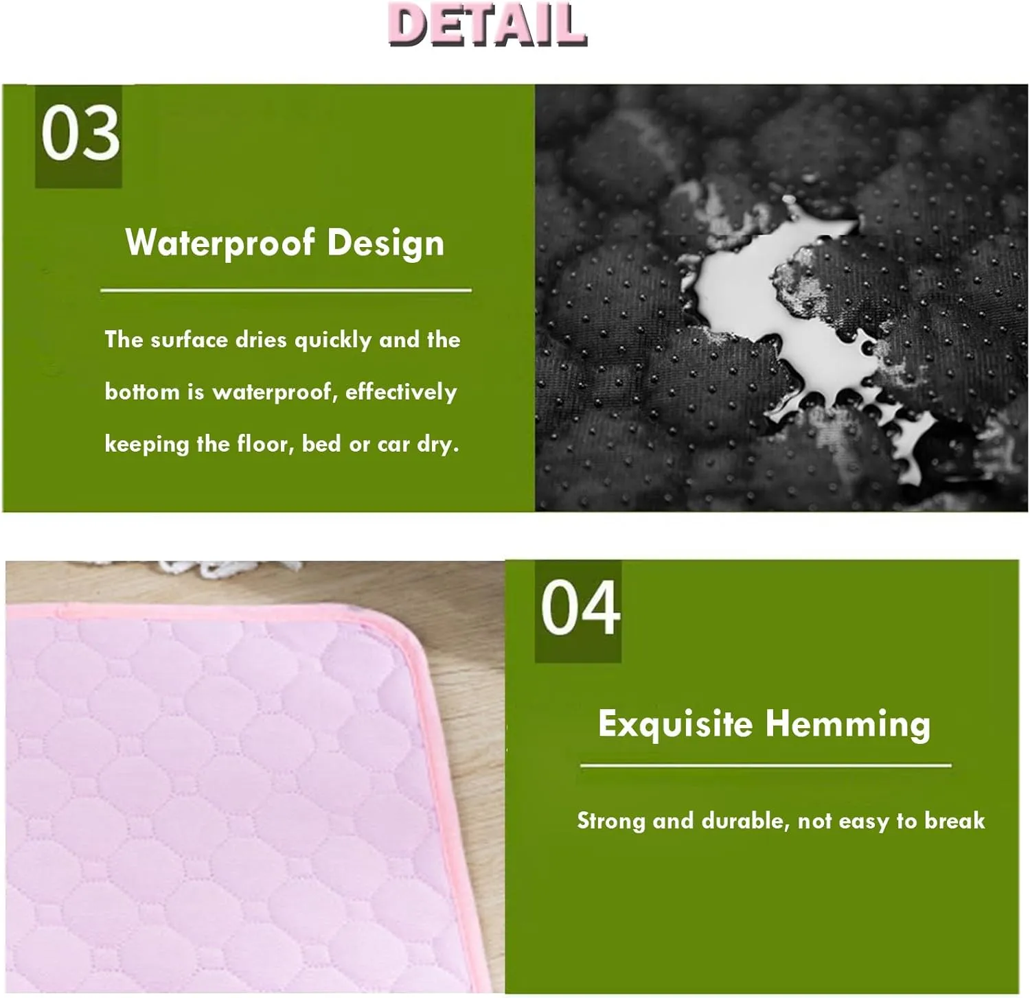 BAMY 2 Pcs Washable Dog Pee Pads Absorbs Urine Pet Training Pads Non-Slip Waterproof Doggie Whelping Pad Reusable Dogs Mat Solid Brown Gray Blue Pink (Pink, L (40x28 inch))
