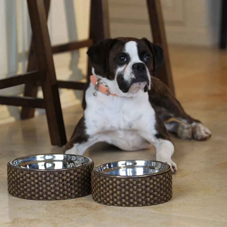 Capri Rattan Designer Luxury Dog Bowl