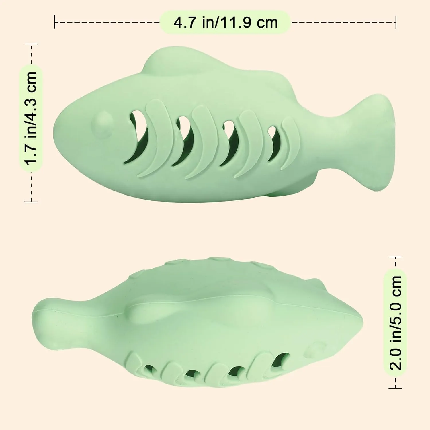 Cat Toys for Indoor Cats, Fish Shaped Chew Catnip Toys for Teeth Cleaning, Food Grade Silicone Cat Enrichment Toy, Interactive Kitten Teething Toys with 1 Cat Nip Ball, 2 Pcs