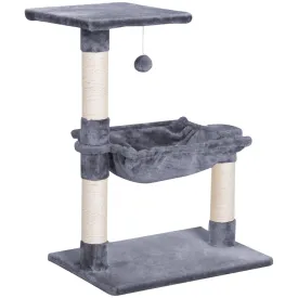 Cat Tree Cat Scratching Post 2-Tier Sisal Rope Scratching PostWith Dangle Toy Beige