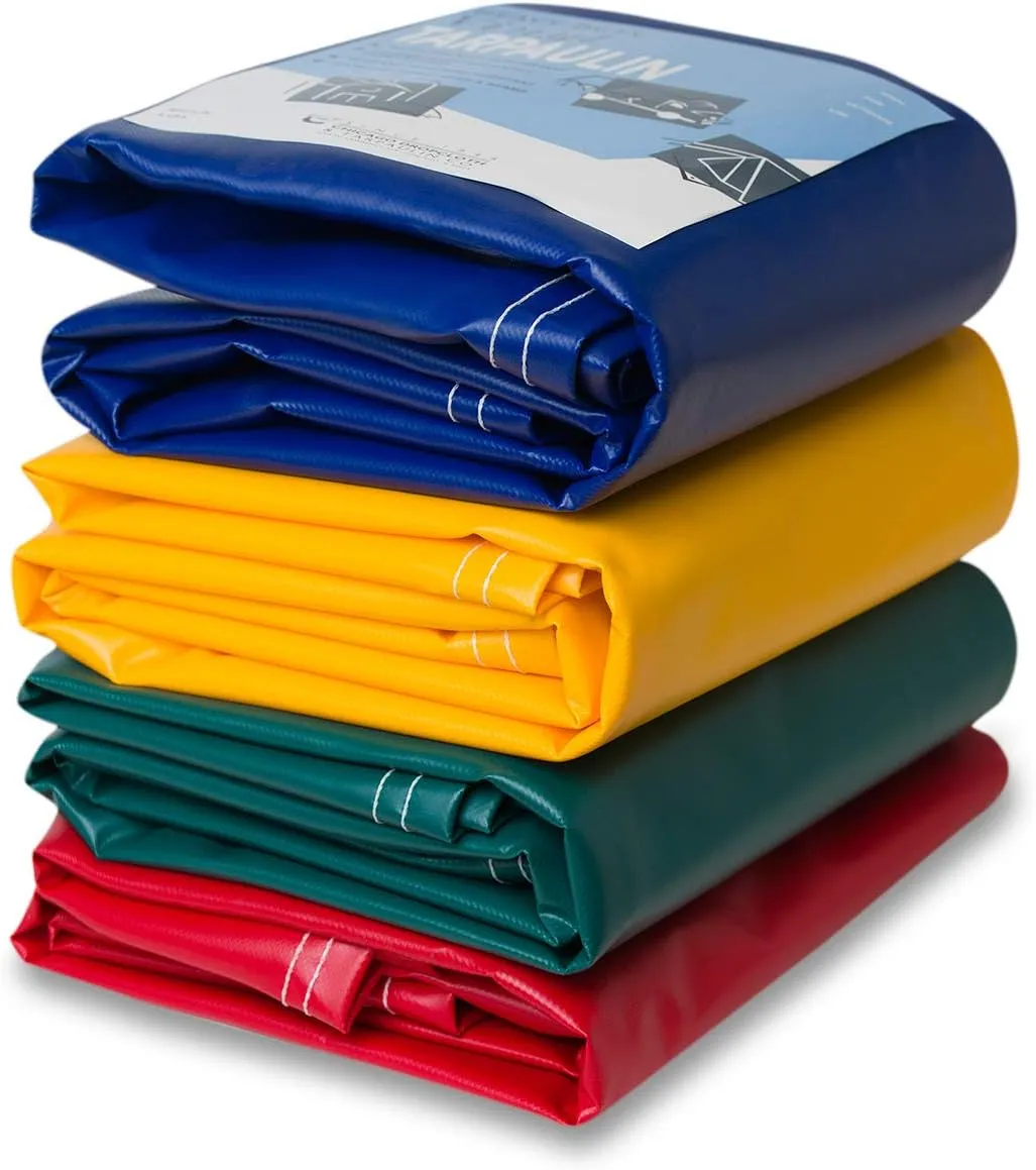 CCS Waterproof Vinyl Tarp  Heavy Duty Tarpaulin with Rustproof Grommets for Truck Cover, Construction, Farm Equipment & Outdoor Protection (Yellow, 5x7 Ft)