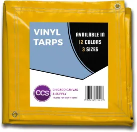 CCS Waterproof Vinyl Tarp  Heavy Duty Tarpaulin with Rustproof Grommets for Truck Cover, Construction, Farm Equipment & Outdoor Protection (Yellow, 5x7 Ft)