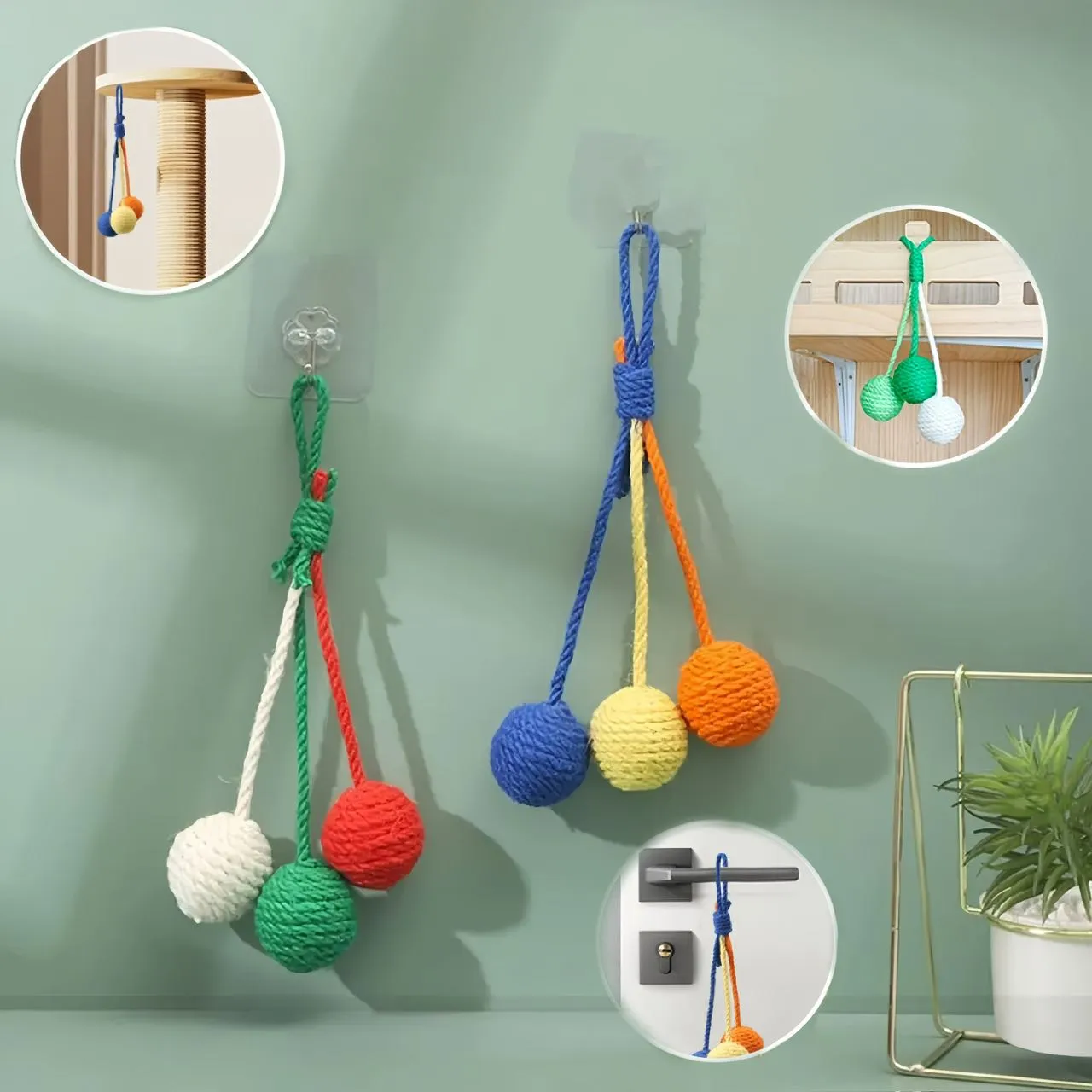 Colourful Sisal Rope Balls Set Cat Toy