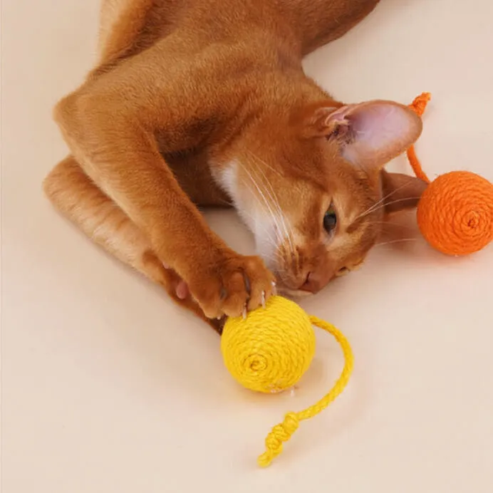 Colourful Sisal Rope Balls Set Cat Toy