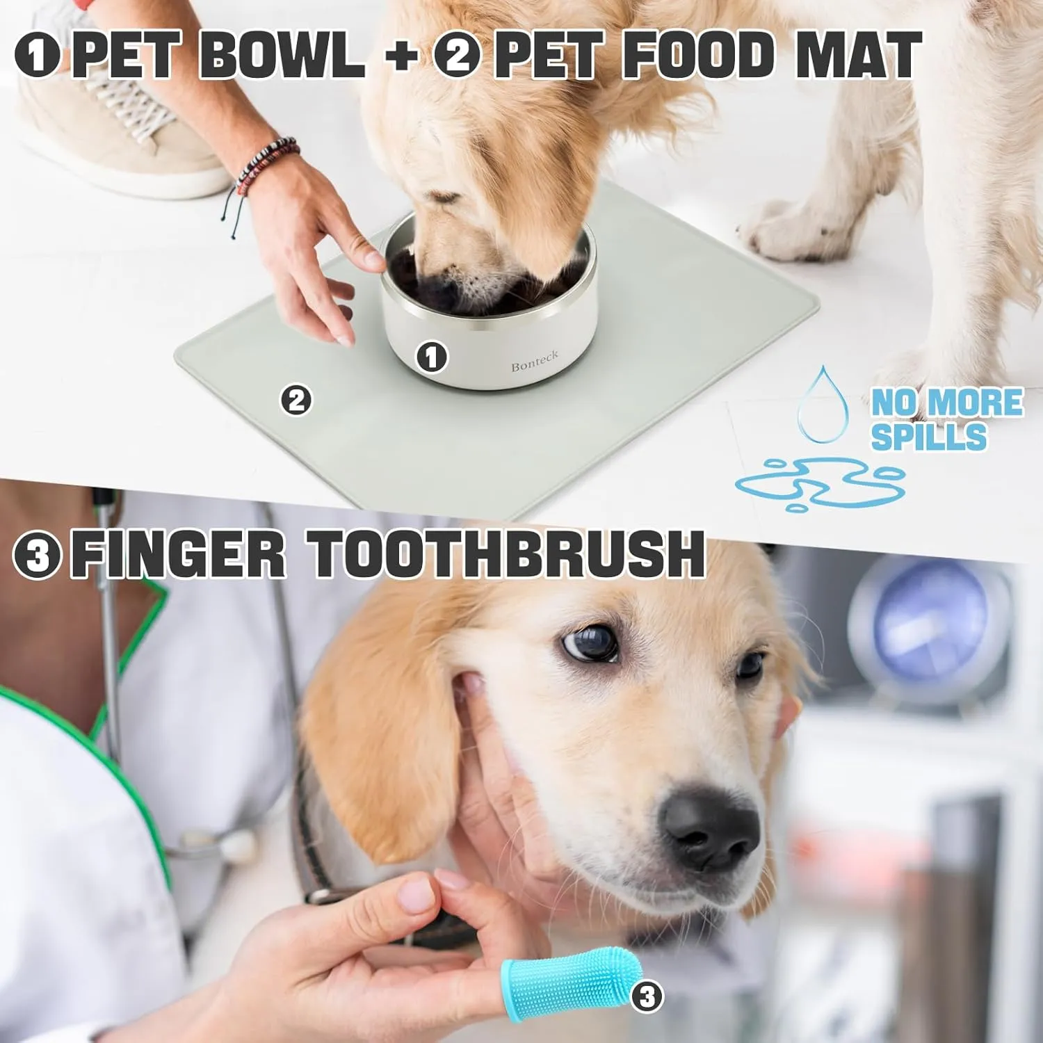 Dog Bowl - Dog Water and Food Anti Rust & Non Slip Metal Bowls Large, Spill Proof Insulated Double Wall Pet Dish for Dogs, Cats & Pets, Stainless Steel, Dishwasher Safe (100 oz, White)