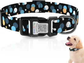 Dog Collars for Large Dogs,Dog Collar with QR Code Name Tag,Soft Polyester Material, Adjustable Pet ID Tag Collar (Black, Large)