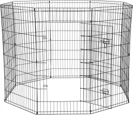 Dog Exercise Pen Pet Playpens for XX-Large Dogs - Puppy Playpen Outdoor Back or Front Yard Fence Cage Fencing Doggie Rabbit Cats Playpens Outside Fences with Door - 48 Inch Metal Wire 8-Panel Foldable