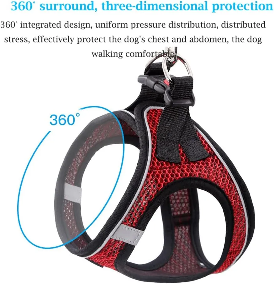 Dog Harness and Leash Set for Walking, Breathable Lightweight Soft Mesh Step-in Puppy Cat Dog Vest Harnesses, Reflective & Adjustable Harness Escape Proof for Small Medium Dogs Cats