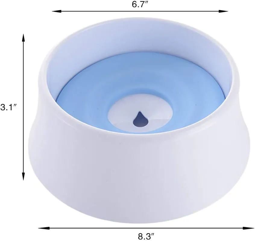Dog Water Bowl with Floating Disk Spill Proof Water Bowl, WishLotus Anti-Overturn/Anti-Dust/Anti-Choking Anti-Overflow Bowl to Slow Down Drinking Speed for Dogs and Cats,40 oz (Blue)