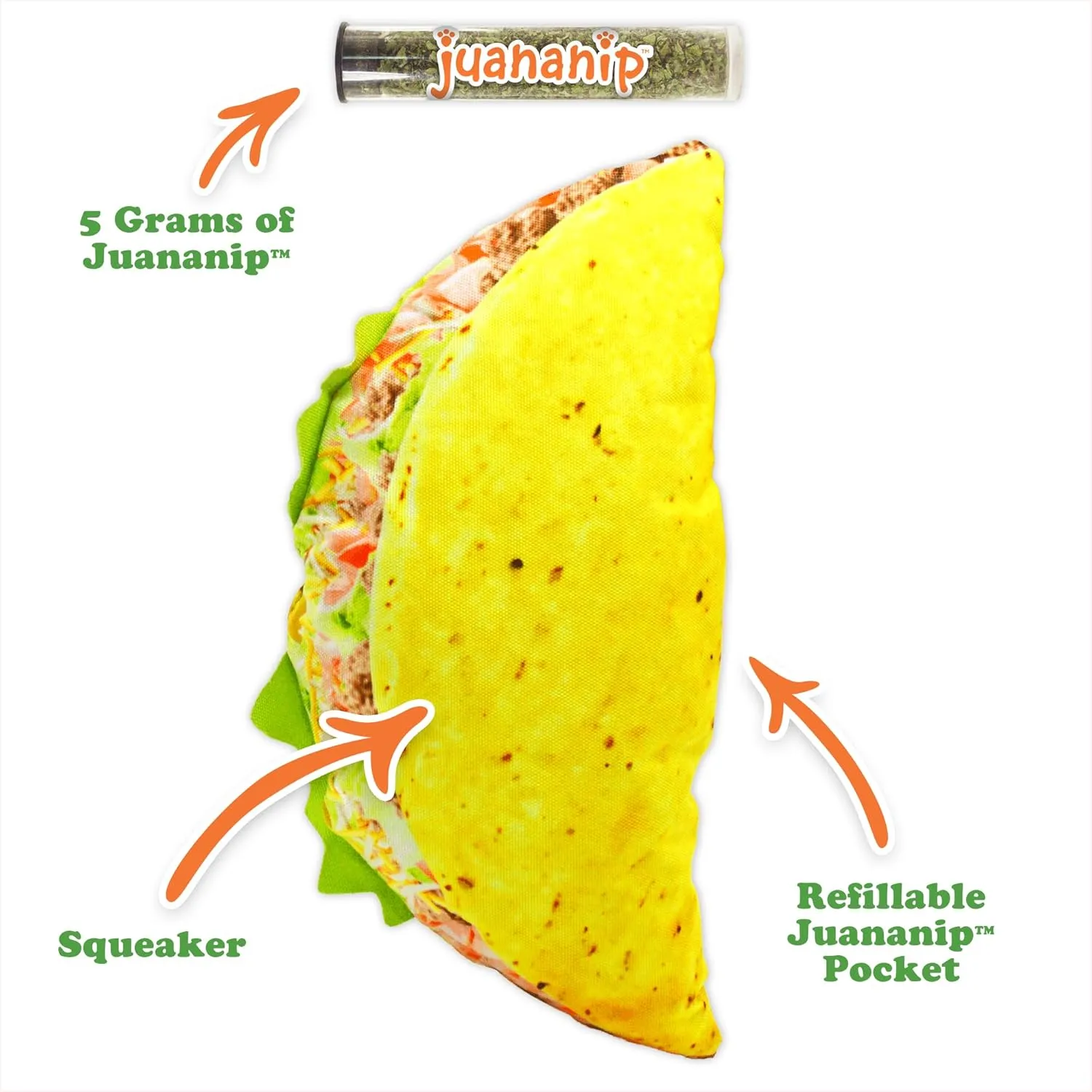 Doggijuana | Get The Munchies - Interactive Dog Toy with Juananip Refill | Refillable Dog Toy for Engaging Play and Natural Calming (Taco Toy)