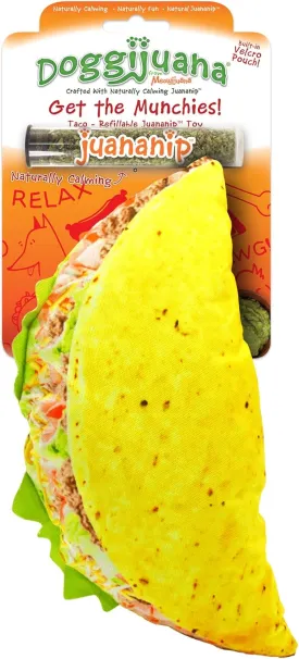Doggijuana | Get The Munchies - Interactive Dog Toy with Juananip Refill | Refillable Dog Toy for Engaging Play and Natural Calming (Taco Toy)