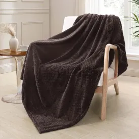Exclusivo Mezcla Fleece Throw Blanket Extra Large, Super Soft and Warm Blankets for Couch, Sofa and Bed Waffle Textured, Cozy, Fuzzy and Lightweight (Coffee, 50x70 Inches)