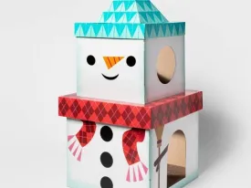Festive Snowman Cardboard Cat Scratcher