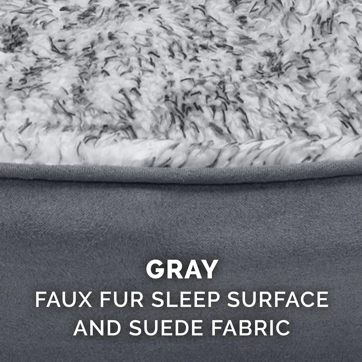 Furhaven Dog Bed for Large/Medium Dogs w/ Removable Washable Cover & Pillow Cushion Insert, For Dogs Up to 30 lbs - Two-Tone Faux Fur & Suede Oval Lounger - Gray, Large