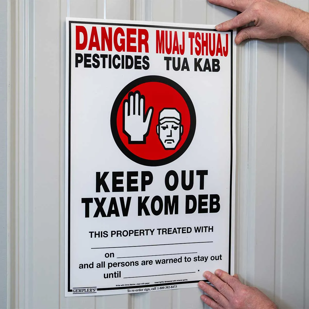 Gemplers English Hmong WPS Warning Sign with Application Data