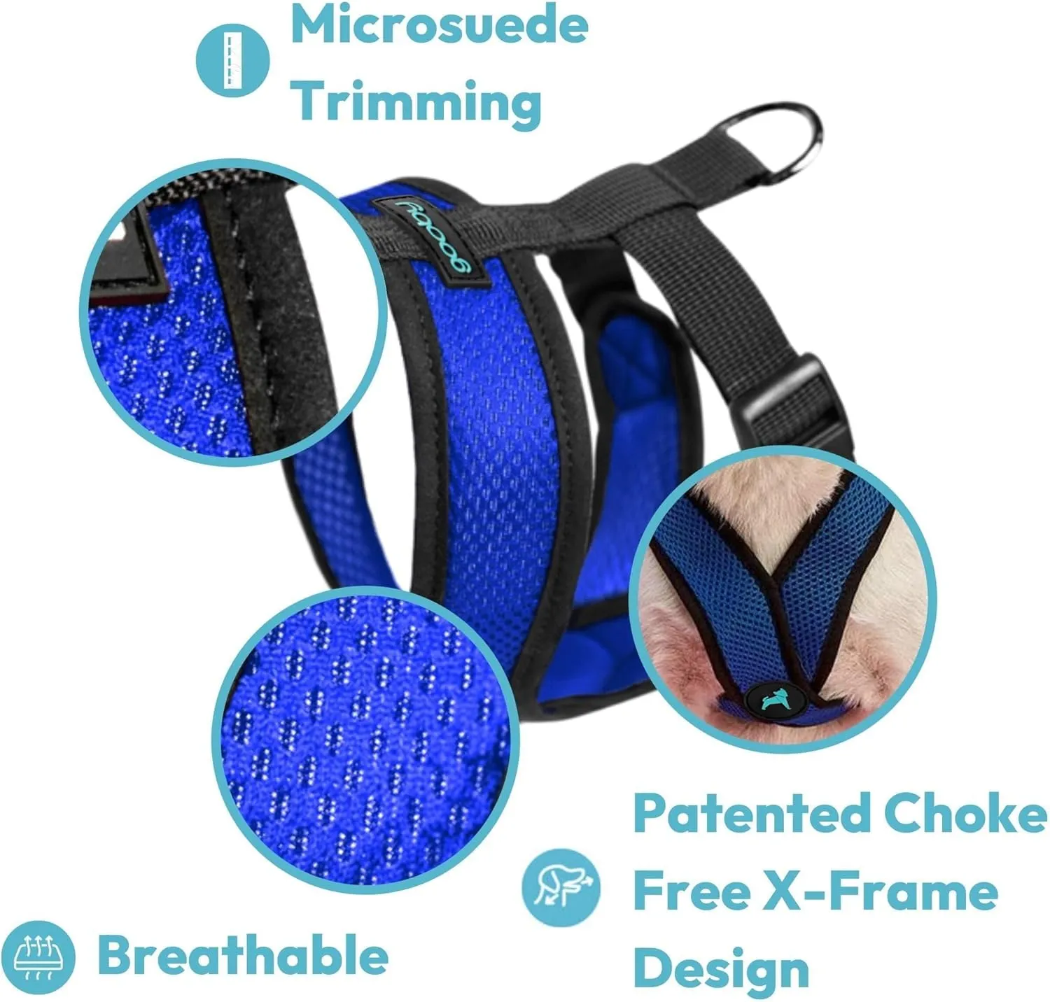 Gooby Comfort X Head in Harness - Turquoise, Small - No Pull Dog Harness with Patented Choke-Free X Frame for Small to Medium Dogs Indoor/Outdoor Use