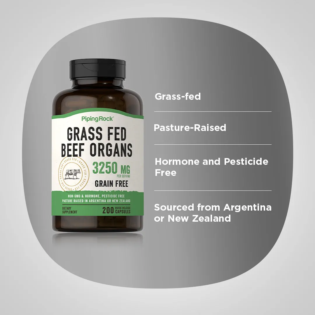 Grass Fed Beef Organs, 3250 mg (per serving), 200 Quick Release Capsules