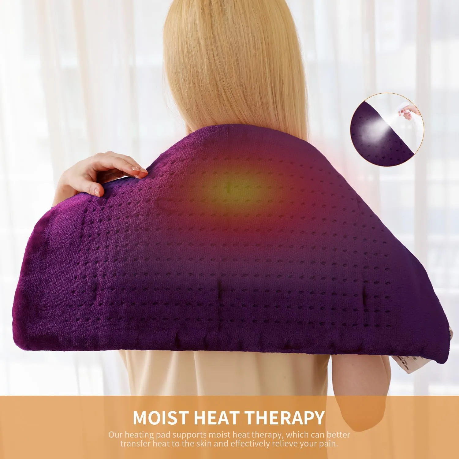 Heating Pad for Back Pain Relief & Cramps, Heating Pads with Auto Shut Off Large, 4 Heat Settings Electric Heated Pad for Neck, Shoulder, Moist Dry Heat Options, Gifts for Women Men, 12" x 24", Purple