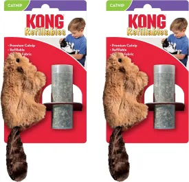 KONG Refillables Catnip Toys, Assorted 2-Pack  Plush Cat Toys with Refillable Catnip Pouch & Premium North American Catnip (Beaver 2 Pack)
