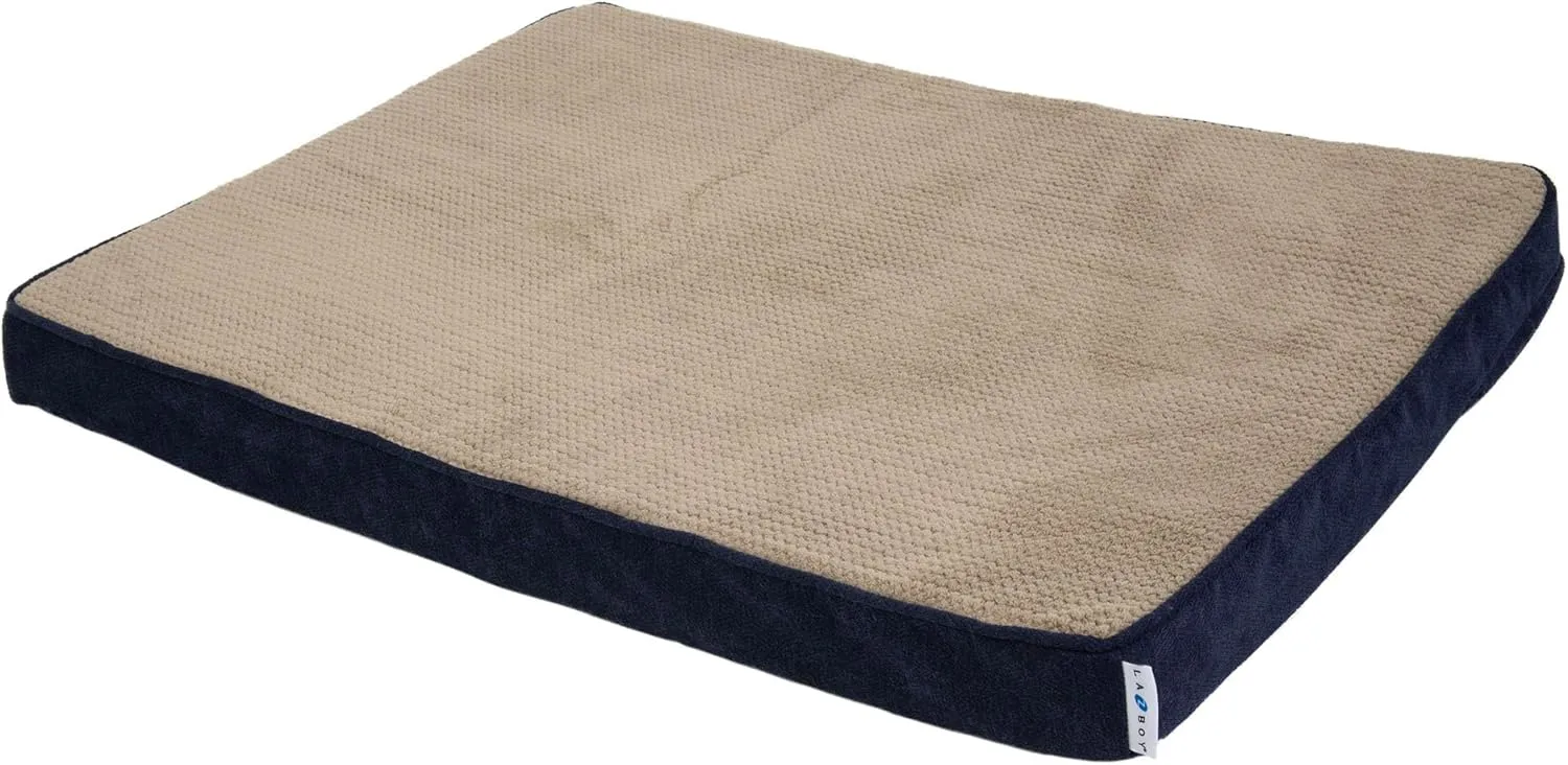 La-Z-Boy Petmate Bentley Orthopedic Foam Large Dog Bed Midnight Blue (36 x 28 x 3 inches) for Dogs up to 50lbs with Supportive Foam Durable Removable Washable Cover