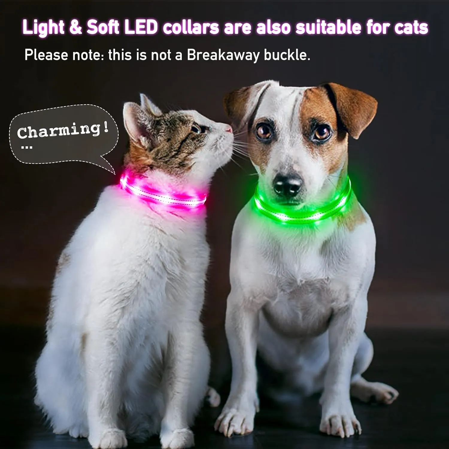 Light Up Dog Collars for Small Medium Large Dogs, Adjustable LED Dog Collar, Rechargeable Soft Glow Collar for Dog Cat Night Walking, Green