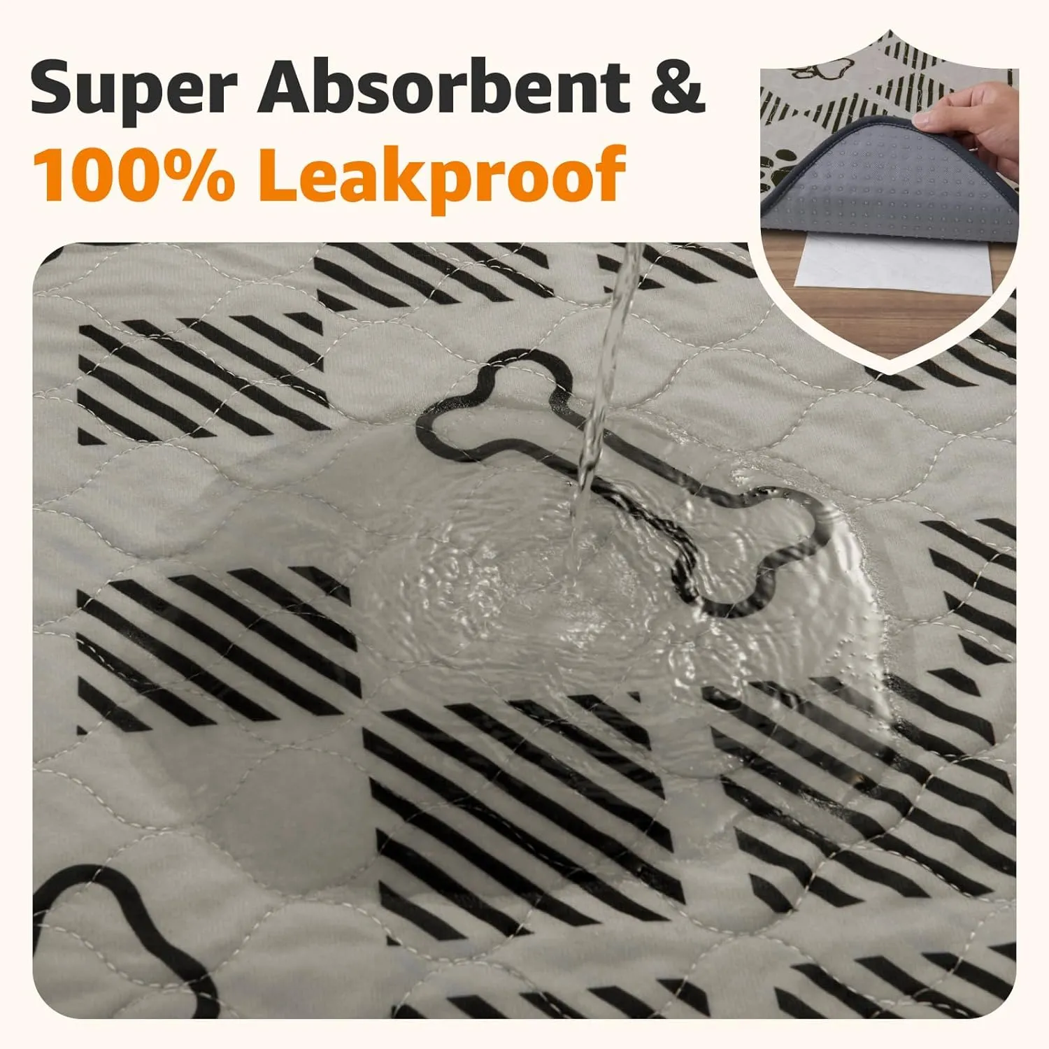 LOOBANI Washable Pee Pads for Dogs: 2 Pack 24"x36" Washable Puppy Pads, Reusable Pee Pads Waterproof Leakproof and Non-Slip Whelping Pads & Potty Training Pad for Floor, Dog Playpen,Crate, Light Brown