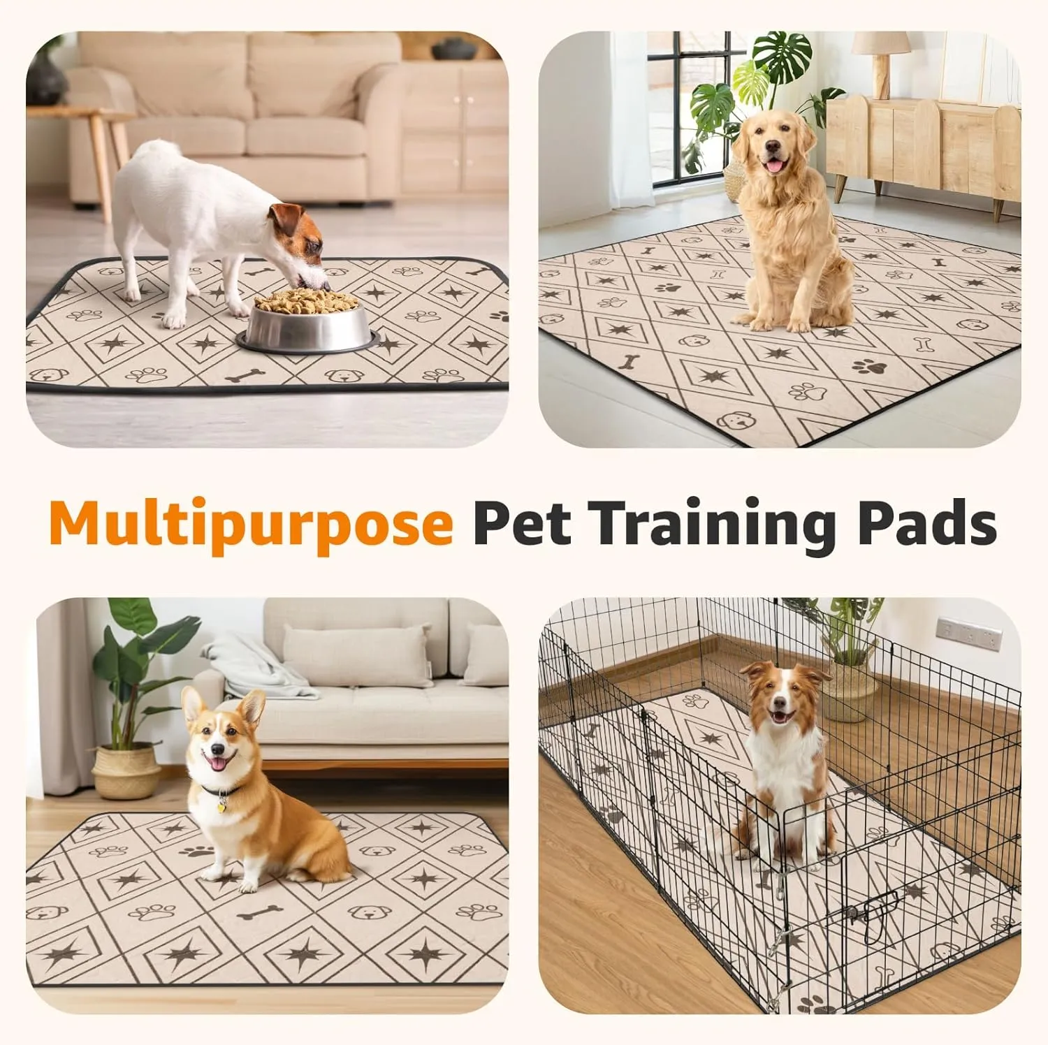 LOOBANI Washable Pee Pads for Dogs: 2 Pack 31"x36" Washable Puppy Pads, Reusable Pee Pads Waterproof & Leakproof Non-Slip Whelping Pee Pads & Potty Training Pad for Floor, Dog Playpen,Crate, Brown