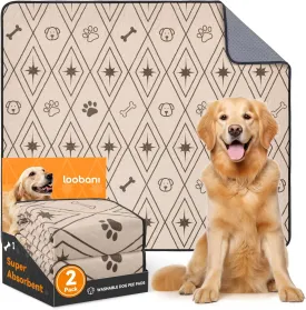 LOOBANI Washable Pee Pads for Dogs: 2 Pack 31"x36" Washable Puppy Pads, Reusable Pee Pads Waterproof & Leakproof Non-Slip Whelping Pee Pads & Potty Training Pad for Floor, Dog Playpen,Crate, Brown