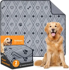 LOOBANI Washable Pee Pads for Dogs: 2 Pack 31"x36" Washable Puppy Pads, Reusable Pee Pads Waterproof & Leakproof Non-Slip Whelping Pee Pads & Potty Training Pad for Floor, Dog Playpen,Crate, Grey