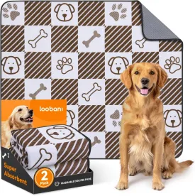 LOOBANI Washable Pee Pads for Dogs: 2 Pack 36"x41" Washable Puppy Pads, Reusable Pee Pads Waterproof Leakproof and Non-Slip Whelping Pads & Potty Training Pad for Floor, Dog Playpen,CrateCoffee