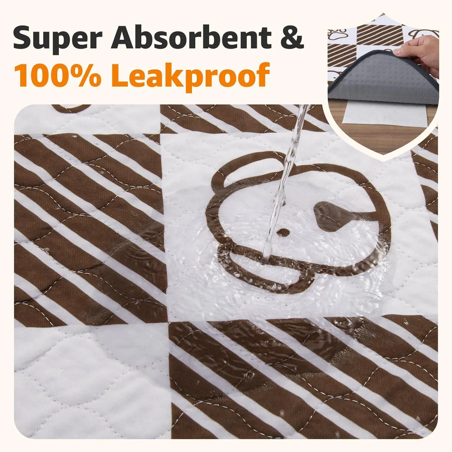 LOOBANI Washable Pee Pads for Dogs: 2 Pack 36"x41" Washable Puppy Pads, Reusable Pee Pads Waterproof Leakproof and Non-Slip Whelping Pads & Potty Training Pad for Floor, Dog Playpen,CrateCoffee