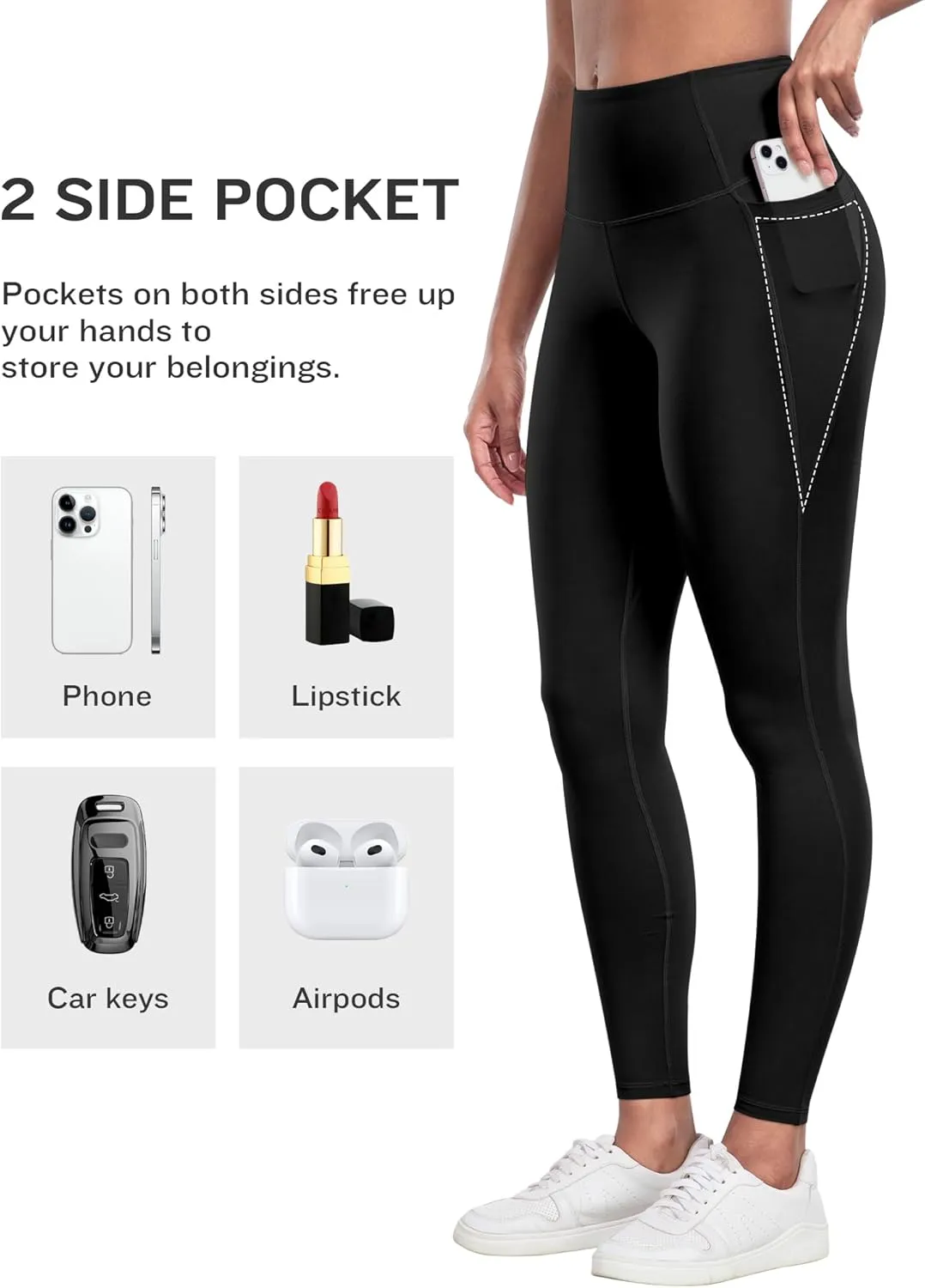 LZYVOO Leggings with Pockets for Women, 6 Packs Soft High Waisted Tummy Control Workout Yoga Pants