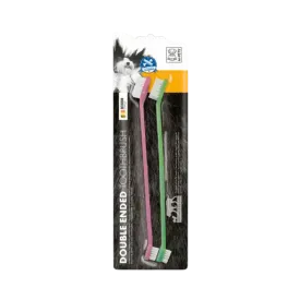 M-PETS DOUBLE ENDED TOOTHBRUSH PINK & GREEN