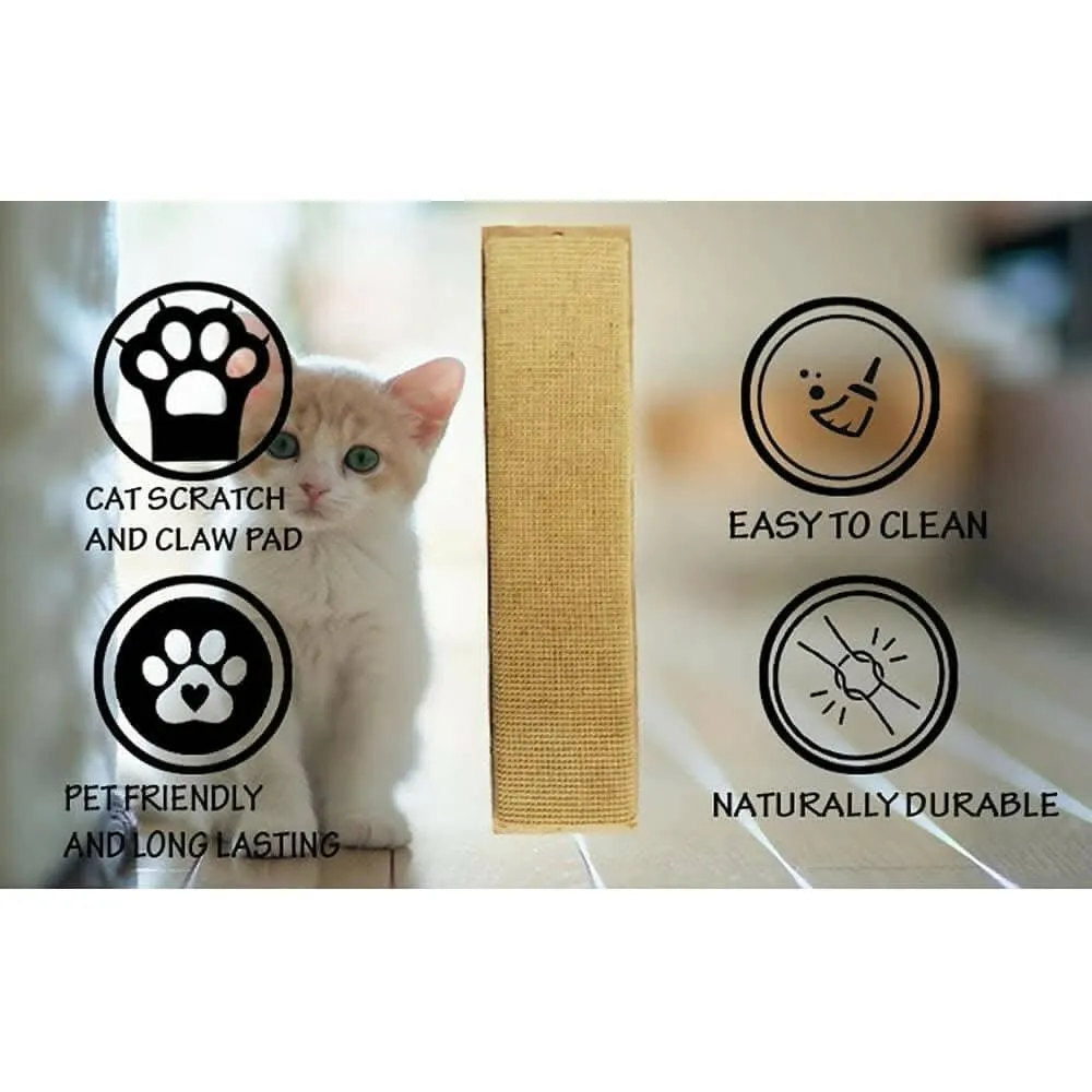 Mats Avenue Cat Scratching Post Made of Soft Jute Hanging Type 10.5x60 CM Large Brown with Screw for Hanging