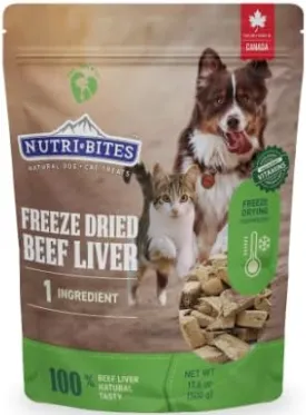 Nutribites Freeze Dried Beef Liver Treats for Cats and Dogs 17.6 Ounce
