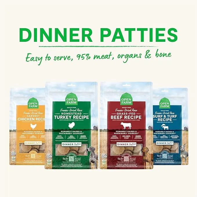Open Farm - Freeze Dried Raw Dog Food - Puppy Chicken & Salmon Patties