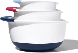 OXO,plastic Good Grips 3-Piece Mixing Bowl Set  Blueberry, Jam & Seltzer Handles,4.7 LITERS, Large