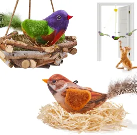 Potaroma Chirping Bird Cat Toys Pack of 2 Catnip SilverVine, Interactive Lifelike Tweets, Kitty Kitten Indoor Cat Kicker Exercise 3.5 Inches