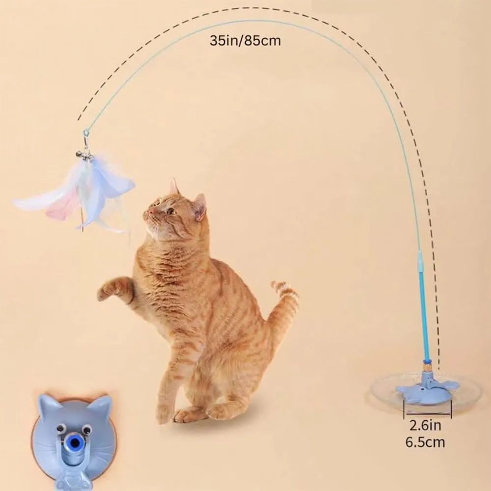 Puff Pet MeowMastery Toy,MeowMastery Cat Toy,Meow Mastery Teaser Wand - with 4 Types of Replacement Feathers,Interactive Cat Teaser,Exercise and Entertainment for Active Felines (Green,A B)