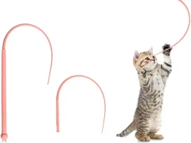 ROHOME Interactive Cat Toys, Mouse-Tail Wand Toy for Cats, Silicone Cat Toy Teaser Wand, Safe with Natural Predator Mimicking Movements Pink